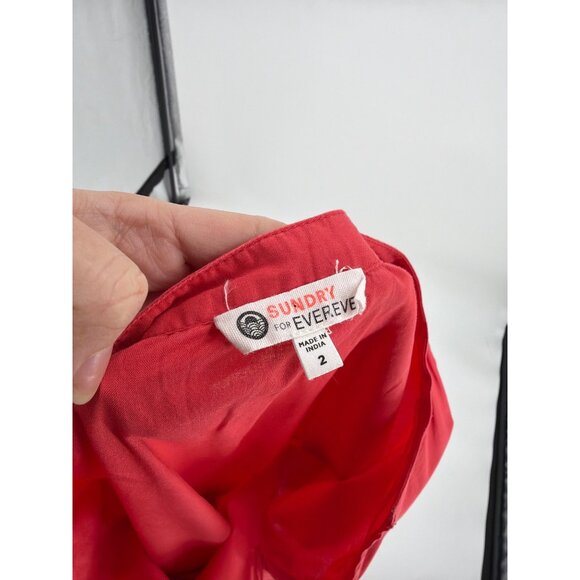 Sundry Evereve The Anywhere Tiered Puff Sleeve Poplin Cotton Dress Womens Size 2 - Picture 3 of 9